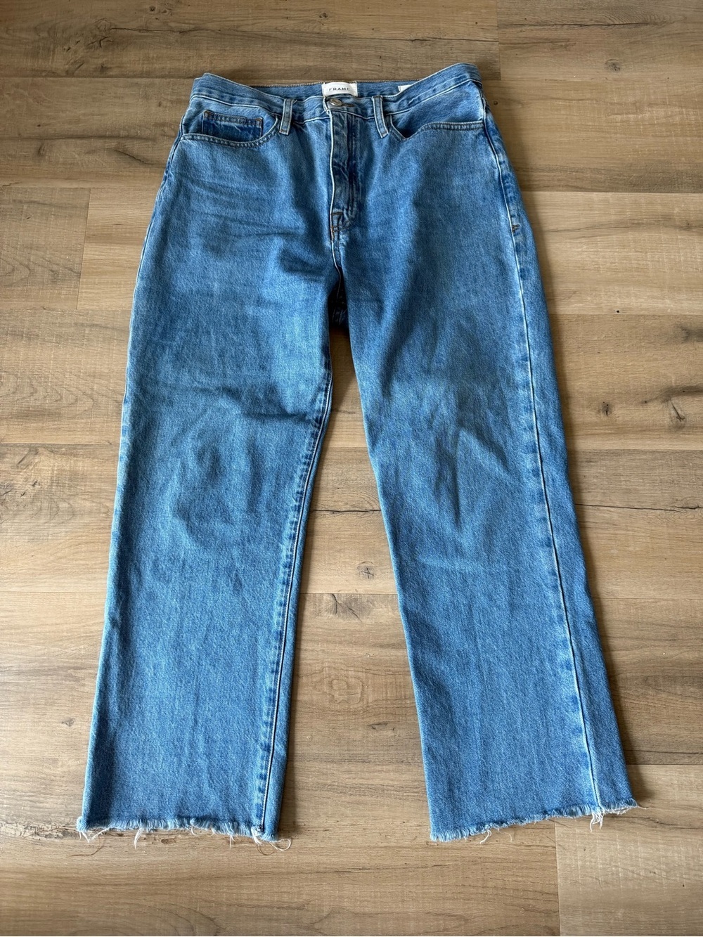 FRAME Medium Blue Le Jane Crop High Rise Straight Leg Jeans - 29 W - Picture 5 of 8